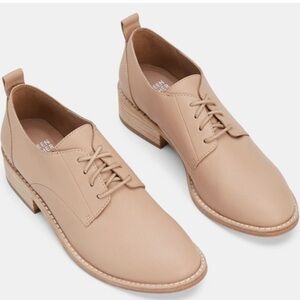 Eileen Fisher Nan Nude Tan Italian Leather Lace Up Oxford
